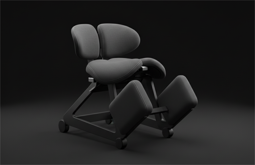 Ergonomic kneeling chair in a studio environment